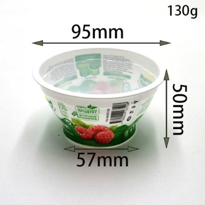 Gelas plastik food grade 4oz cangkir minuman susu yogurt plastik yang disesuaikan dengan tutup aluminium foil