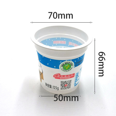 2.75 ''Cangkir Plastik Ramah Lingkungan 125ml Pot Yogurt Putih Sekali Pakai